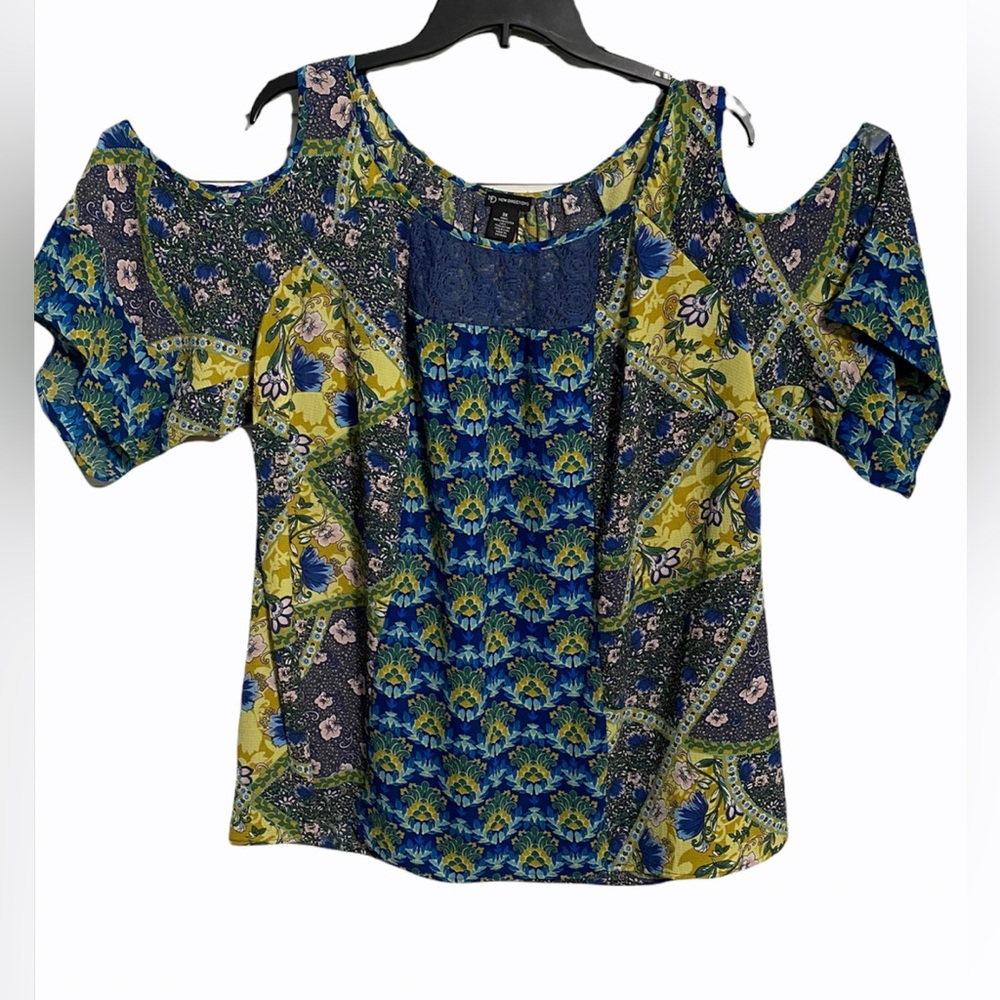 NWOT•New Directions Floral Print Cold Shoulder Blouse sz3X